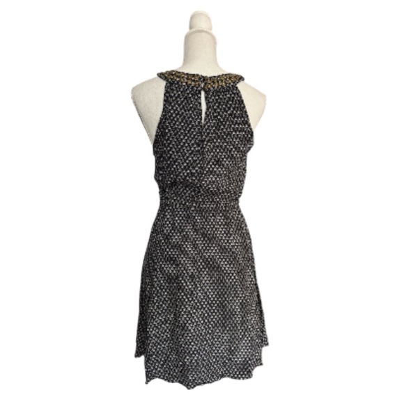 Lucky Brand Navy and White Patterned Dress with Embellished Neckline - Picture 3 of 5